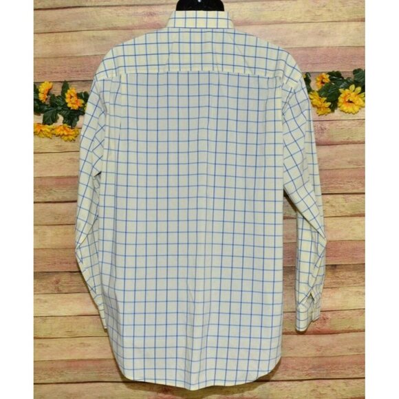 Orvis Plaid Button-Down Shirt Yellow Blue Long Sleeve Cotton Spandex Men's L - Picture 6 of 10